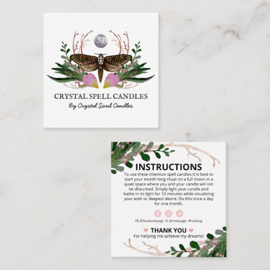 月と月のろうそくの意図の呪文 スクエア名刺 (正面/裏面)