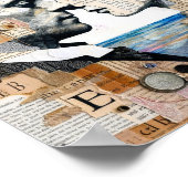 月と月のミックスメディアコラージュの恋人たち ポスター (角)