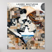 月と月のミックスメディアコラージュの恋人たち ポスター (正面)