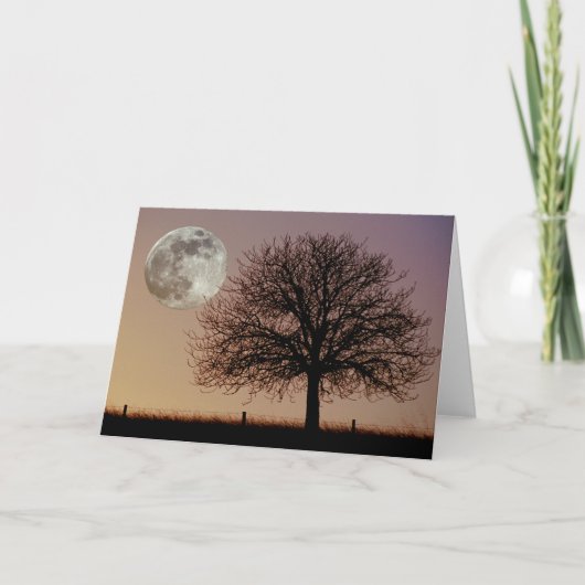月と木のグリーティングカード カード (正面)