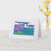 月と梅の花ふじ空白の山カード カード (黄色い花)