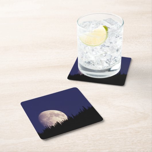 月と森 | Glacier National Park Montana スクエアペーパーコースター (インサイチュ)