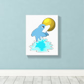 月と泳ぐイルカ キャンバスプリント (インサイチュ (ウッドフロア))