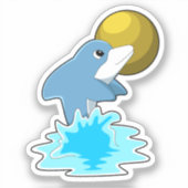 月と泳ぐイルカ シール (正面)