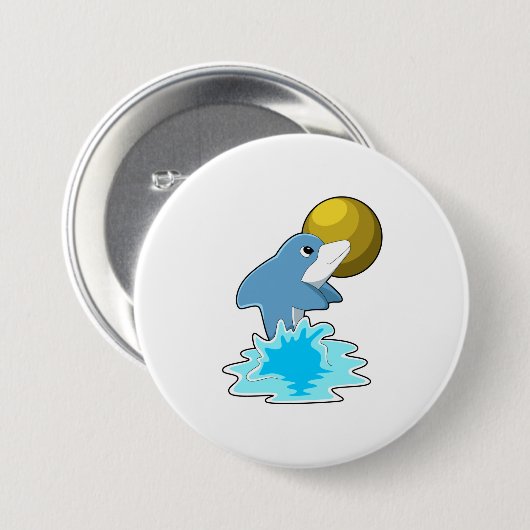 月と泳ぐイルカ 缶バッジ (正面&裏面)