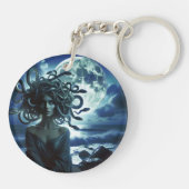 月と海の若い美しいメデューサ キーホルダー (裏面)