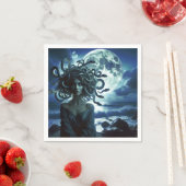 月と海の若い美しいメデューサ スタンダードカクテルナプキン (インサイチュ)