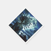 月と海の若い美しいメデューサ スタンダードカクテルナプキン (角)