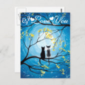 月と猫お洒落が好き ポストカード (正面/裏面)