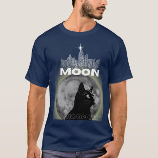 月と猫のミッドナイトライブラリーテイ Tシャツ