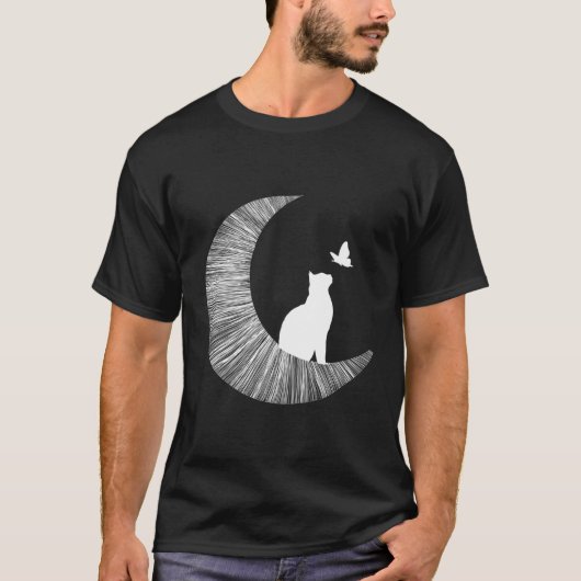 月と猫 Tシャツ (正面)