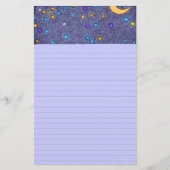月と白熱［赤熱］光を放つ星のエッチング文房具 便箋 (正面)