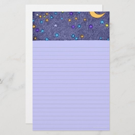 月と白熱［赤熱］光を放つ星のエッチング文房具 便箋 (正面/裏面)