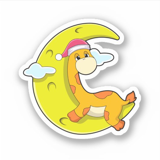 月と眠るキリン シール (正面)