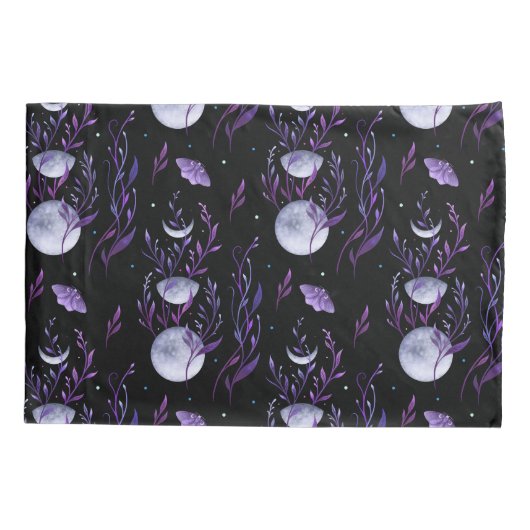 月と紫の蛾の枕ケース 枕カバー (裏面)