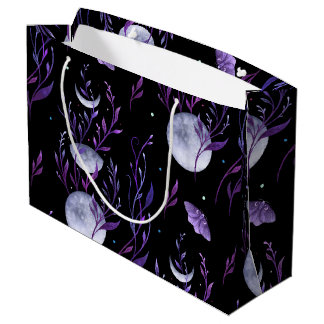 月と紫の蛾 ラージペーパーバッグ