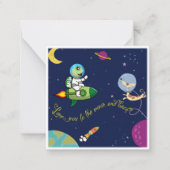 「月と背中にあなたを愛している」宇宙 ノートカード (正面)