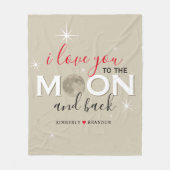 月と背中に向かって愛する |カップル名 フリースブランケット (正面)