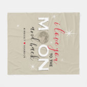 月と背中に向かって愛する |カップル名 フリースブランケット (正面(横))