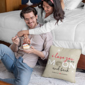 月と背中に向かって愛する |名前と写真 クッション