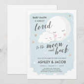 月と背中に愛される赤ちゃんシャワー招待状 招待状 (正面/裏面)