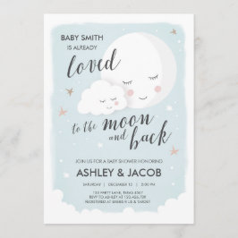 月と背中に愛される赤ちゃんシャワー招待状 招待状