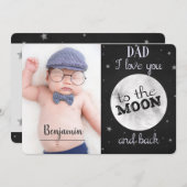 月と背中に愛する/写真父の日 サンキューカード (正面/裏面)