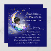 月と背中のエスニックベイビーシャワー 招待状 (正面/裏面)