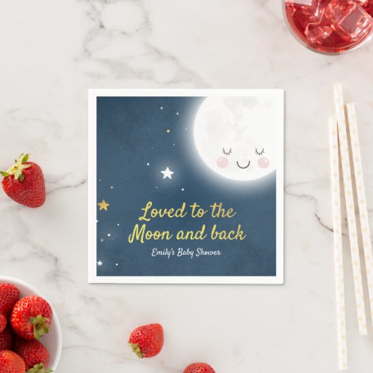 月と背中の赤ちゃんシャワーナプキンに愛されている スタンダードカクテルナプキン (インサイチュ)