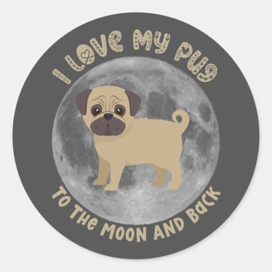 月と背中を引くのが大好き ラウンドシール (正面)