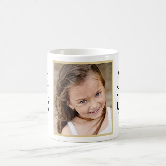 月と背面の編集可能なカラーの写真に戻カスタムる コーヒーマグカップ (中央)