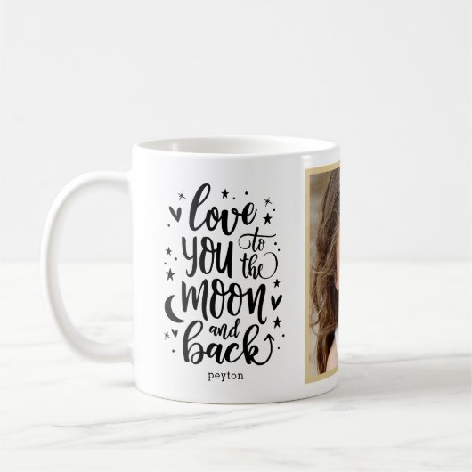 月と背面の編集可能なカラーの写真に戻カスタムる コーヒーマグカップ (左)