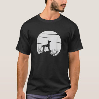 月と自然の景色の中の犬好きのシルエットS Tシャツ