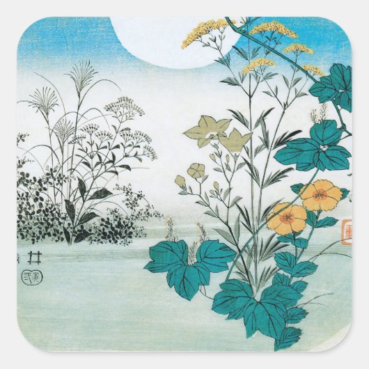 月と花 スクエアシール (正面)