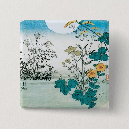 月と花 缶バッジ (正面)