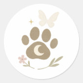 月と蝶とペットのメモリアルポー – 悔やみや弔慰 ラウンドシール (正面)