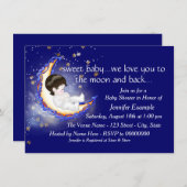 月と赤ちゃんシャワー 招待状 (正面/裏面)