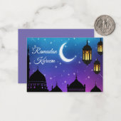 月と輝く光イードムバラクのグリーティングカード ノートカード (正面/裏面インサイチュ)