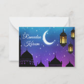 月と輝く光イードムバラクのグリーティングカード ノートカード (正面)