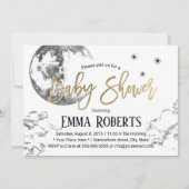 月と輝く小さな星の赤ちゃんシャワー 招待状 (正面)