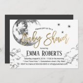 月と輝く小さな星の赤ちゃんシャワー 招待状 (正面/裏面)