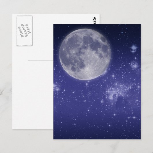 月と輝く星 ポストカード (正面/裏面)
