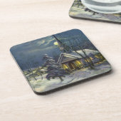 月と雪の冬の教会 コースター (左側)