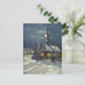 月と雪の冬の教会 シーズンポストカード (スタンド正面)