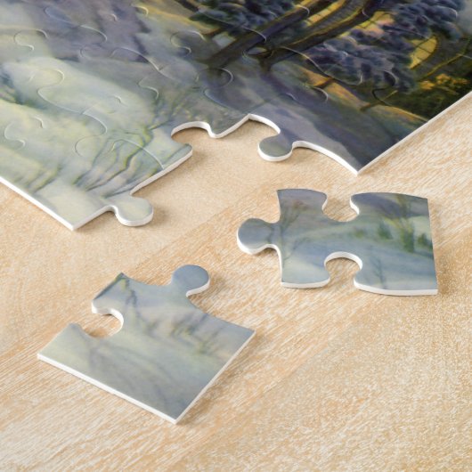 月と雪の冬の教会 ジグソーパズル (側面)