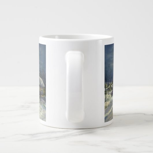 月と雪の冬の教会 ジャンボコーヒーマグカップ (裏面)