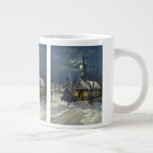 月と雪の冬の教会 ジャンボコーヒーマグカップ (右)