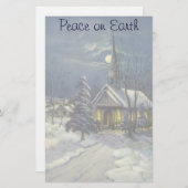 月と雪の冬の教会 便箋 (正面/裏面)