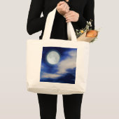 月と雲のある夜空 ラージトートバッグ (正面(商品))