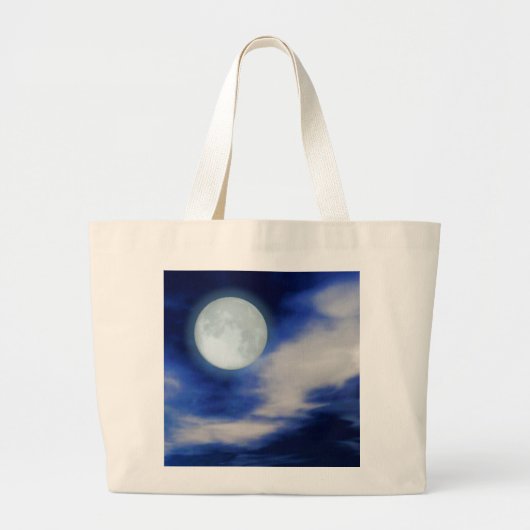 月と雲のある夜空 ラージトートバッグ (正面)
